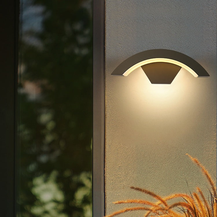 Aplique de Pared Exterior LED Curvo IP65 de Aluminio Negro
