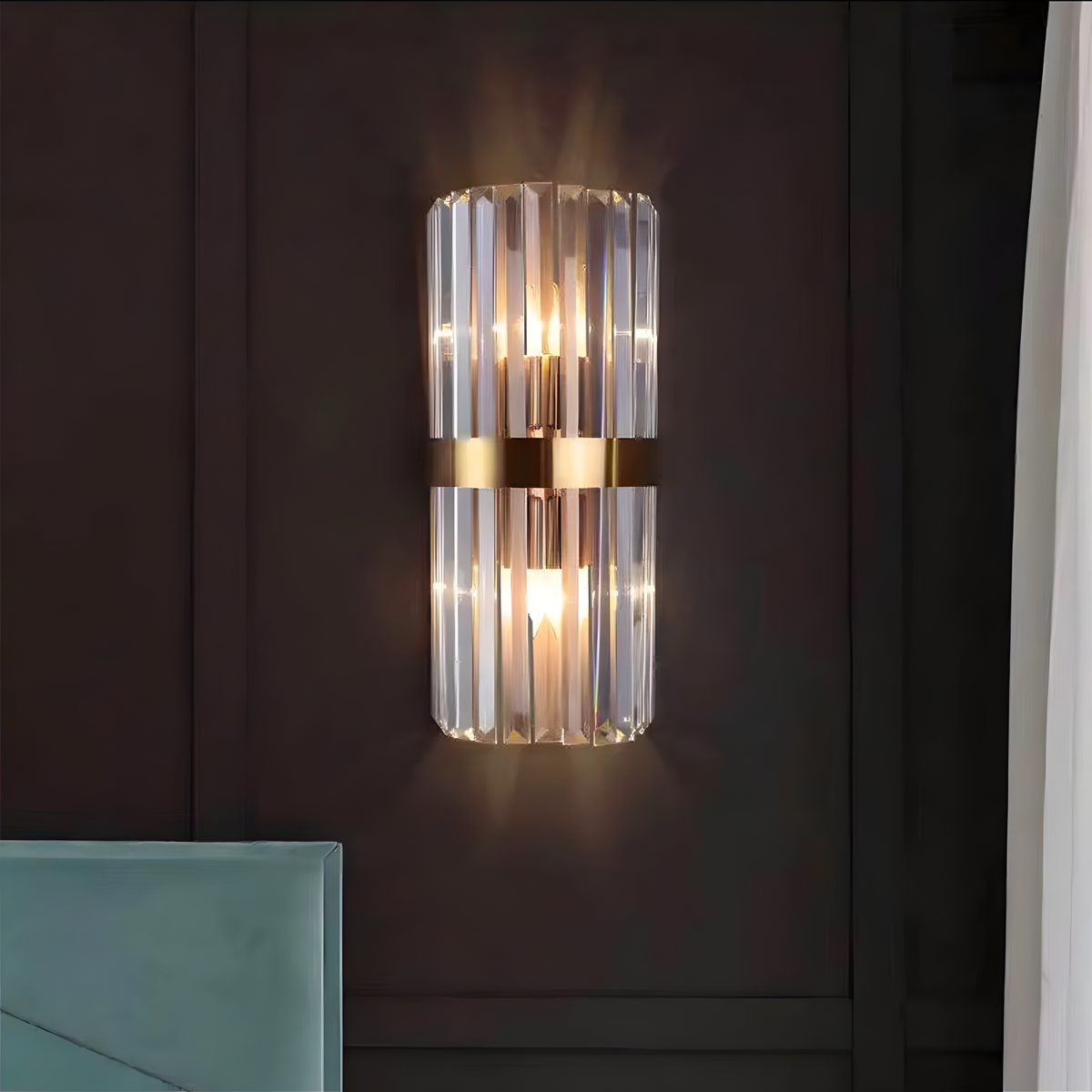 Aplique de Pared de Cristal y Acero Inoxidable de Lujo G9