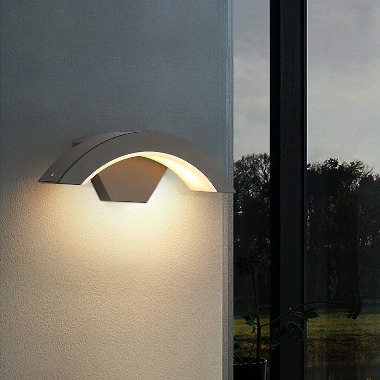 Aplique de Pared Exterior LED Curvo IP65 de Aluminio Negro