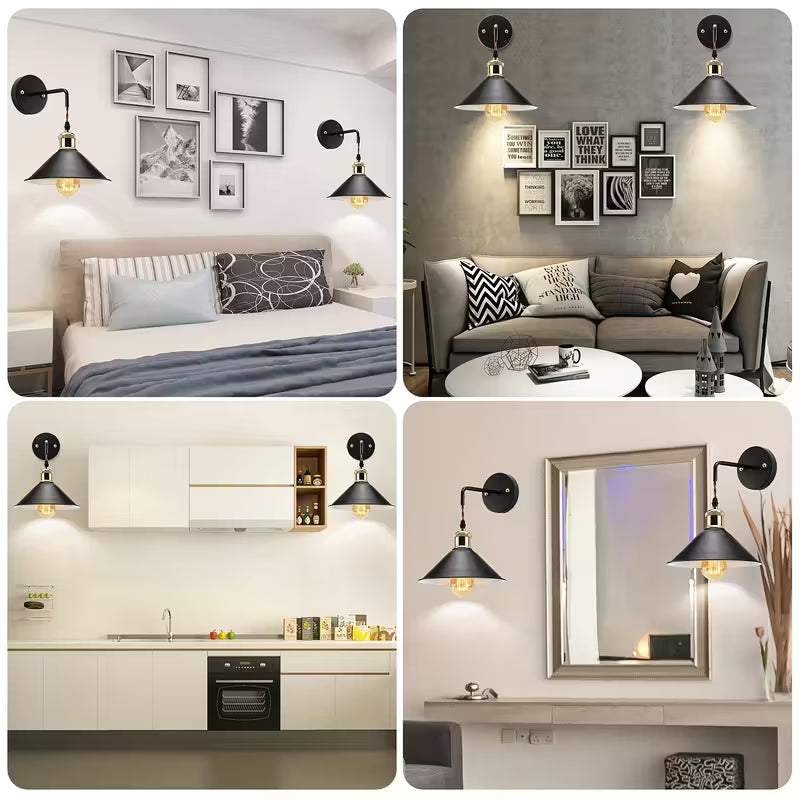 Aplique de Pared Industrial de Metal Vintage Pack de 2