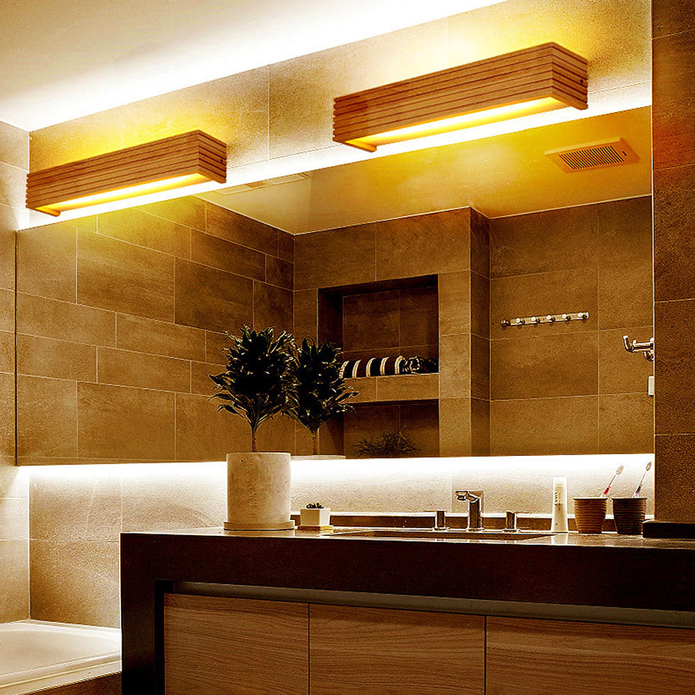 Aplique de Pared LED de Madera Minimalista para Dormitorio
