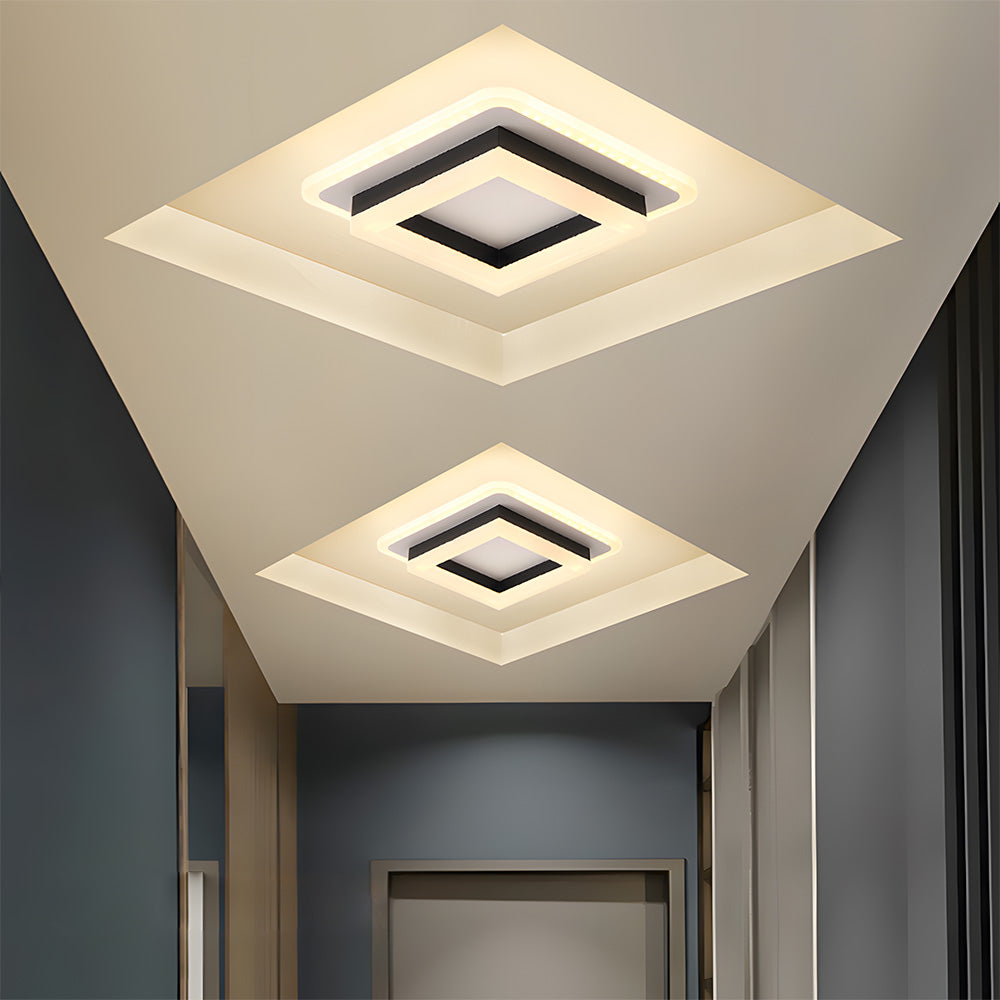 Plafón LED Cuadrado Moderno Empotrado de Acrílico y Hierro