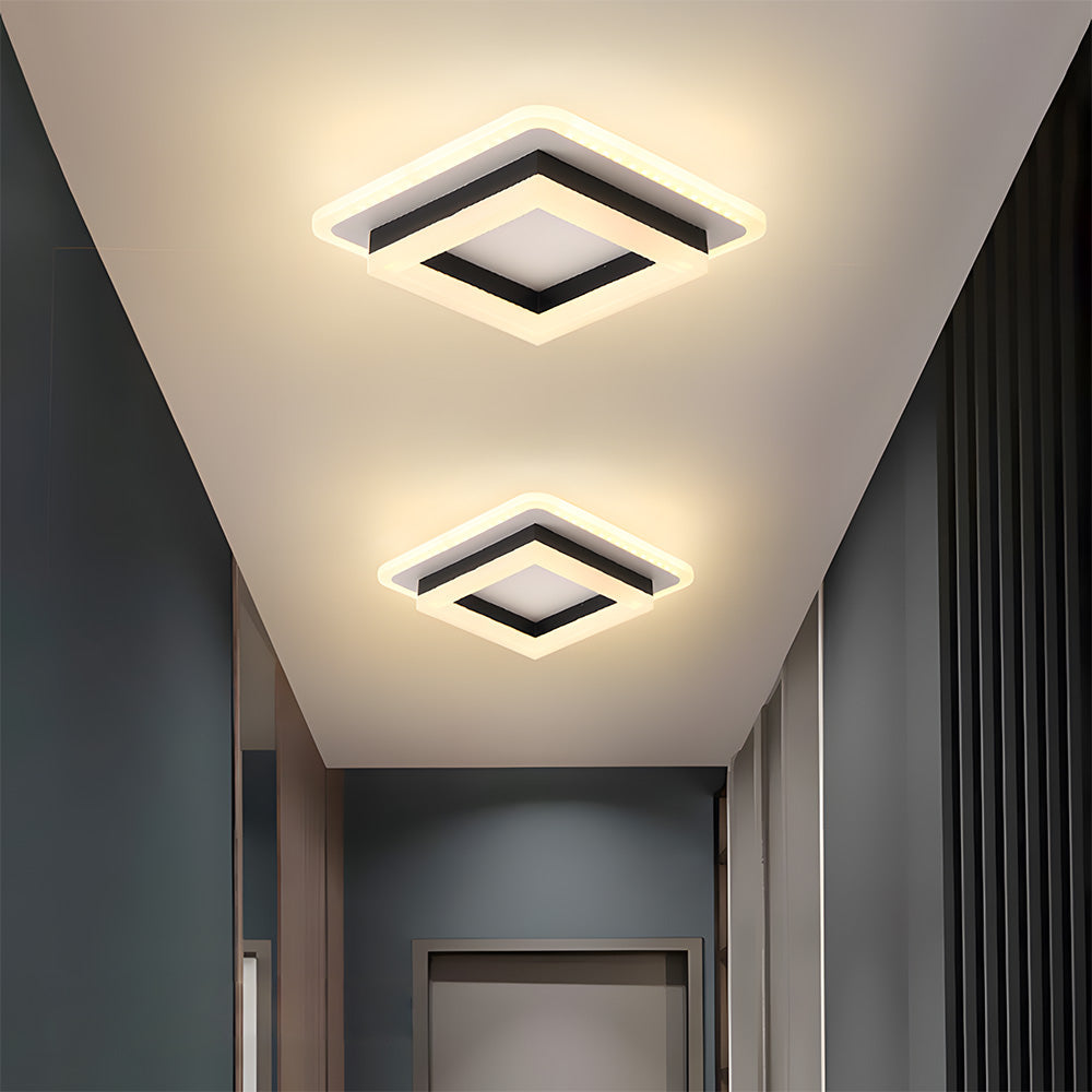 Plafón LED Cuadrado Moderno Empotrado de Acrílico y Hierro