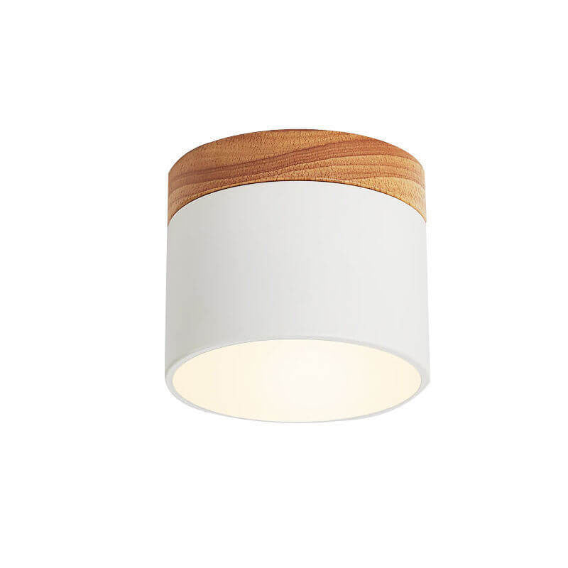 Plafón LED Macaron Escandinavo con Madera en 7 Colores