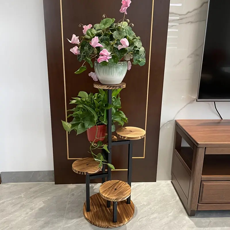 Soporte para Plantas Redondo Verdura de Madera con 6 Niveles