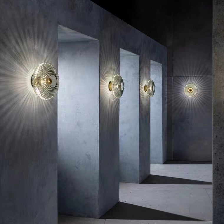 Aplique de Pared Vintage Nórdico con Disco de Vidrio a Rayas