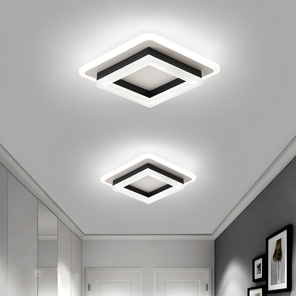 Plafón LED Cuadrado Moderno Empotrado de Acrílico y Hierro