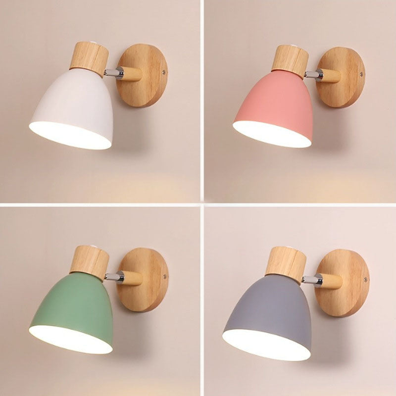 Aplique de Pared Macaron de Madera y Hierro con Cordón