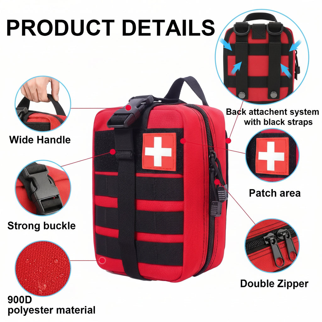 Kit de Emergencia y Primeros Auxilios Portátil para Exterior