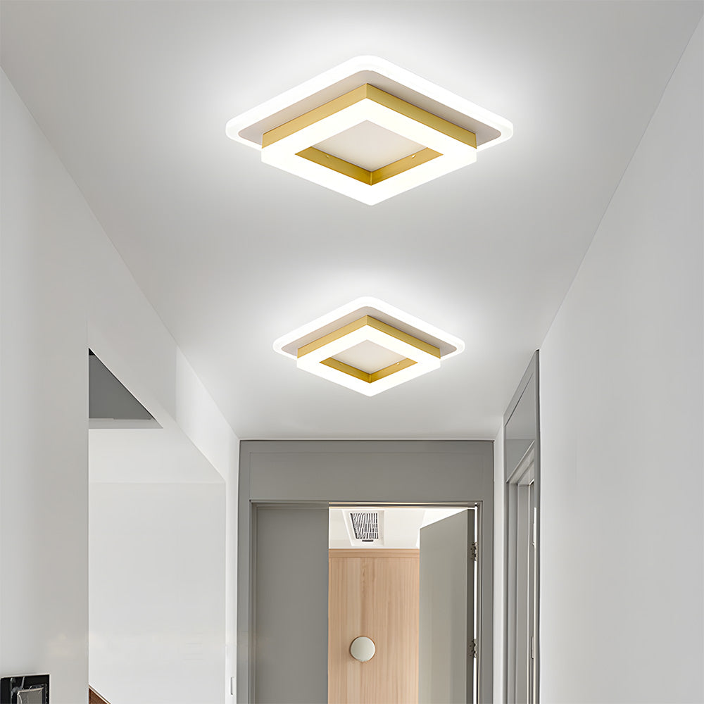 Plafón LED Cuadrado Moderno Empotrado de Acrílico y Hierro