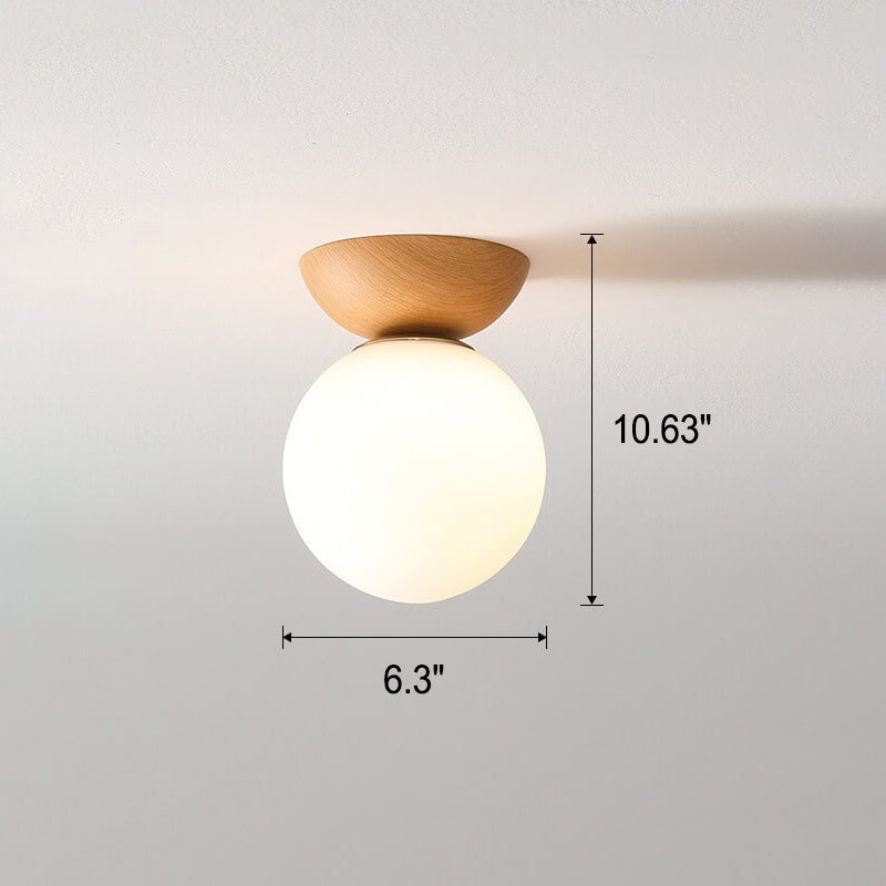 Lámpara de Techo Estilo Japonés de Madera y Vidrio Mate