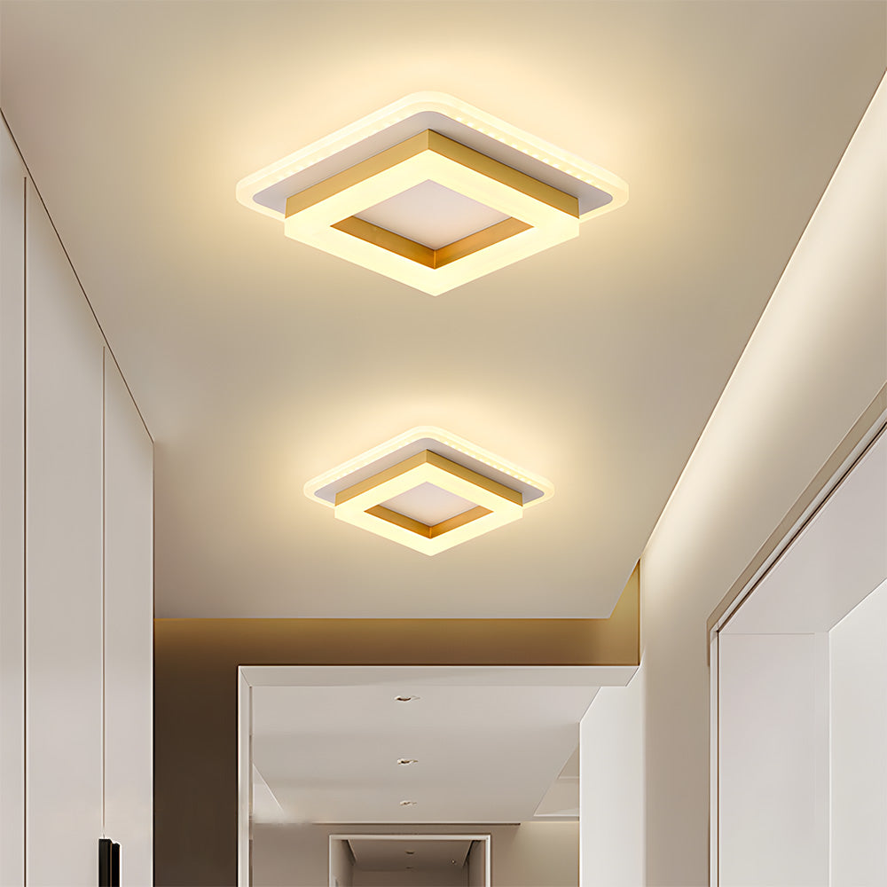 Plafón LED Cuadrado Moderno Empotrado de Acrílico y Hierro