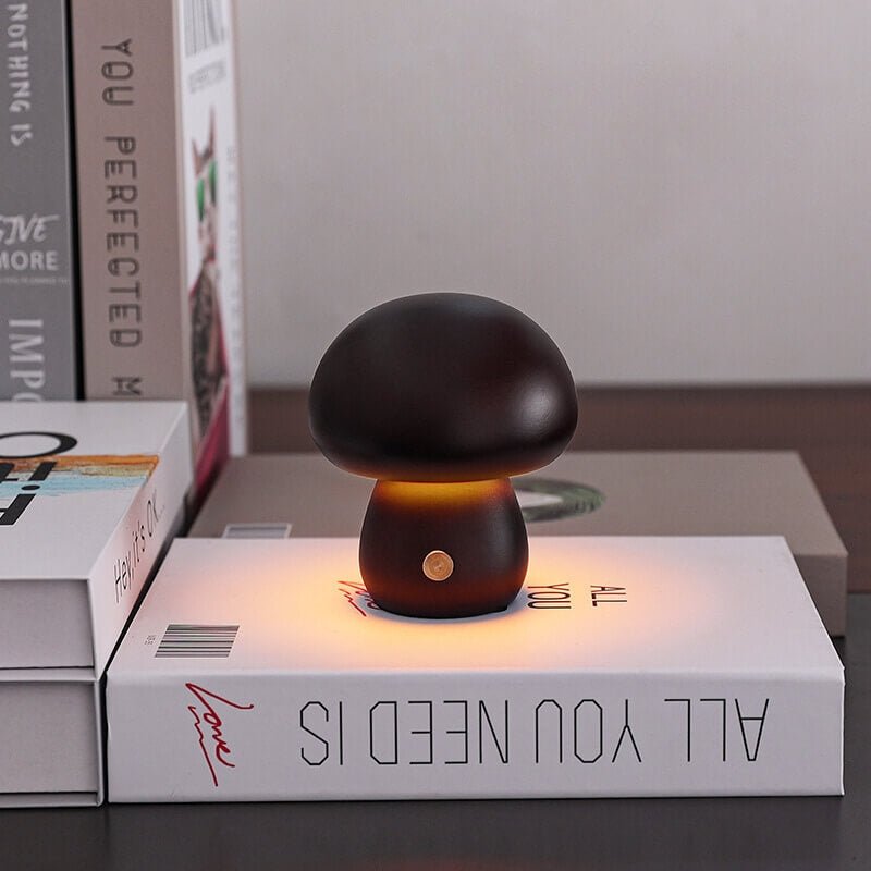 Lámpara Seta Portobello de Madera Recargable Luz Nocturna