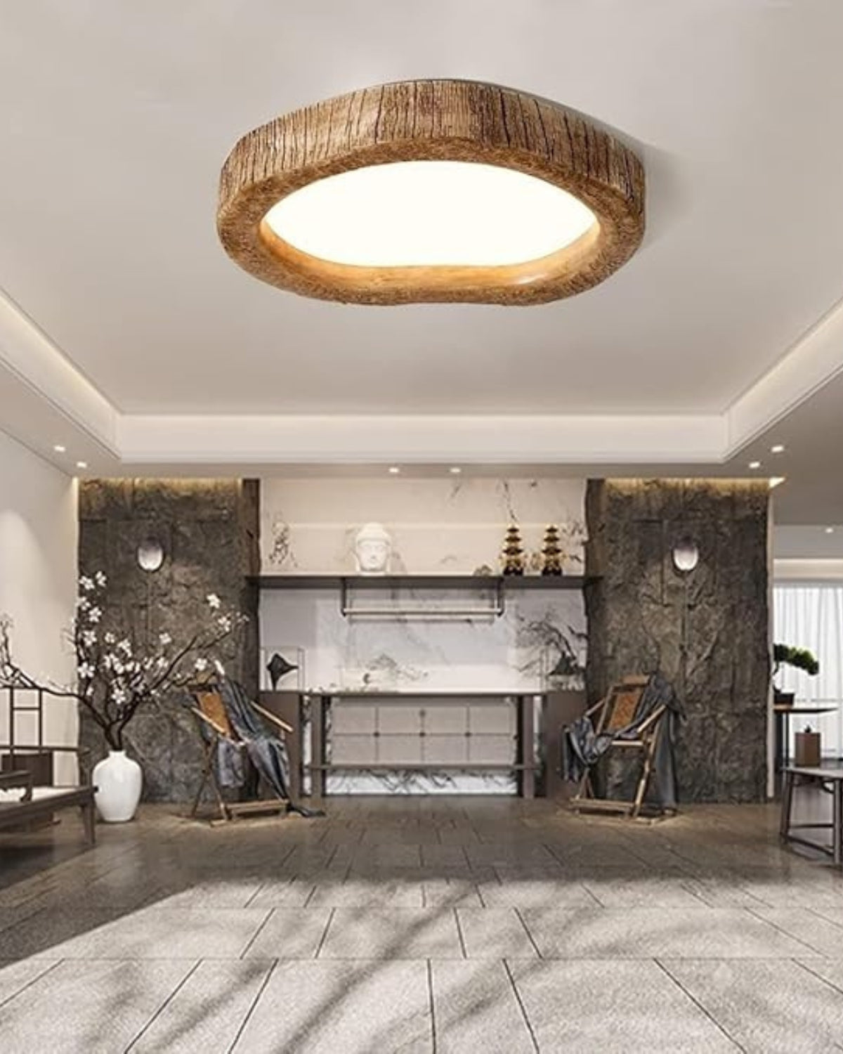 Plafón LED Le Halo Bois de Efecto Madera Rústica Moderna