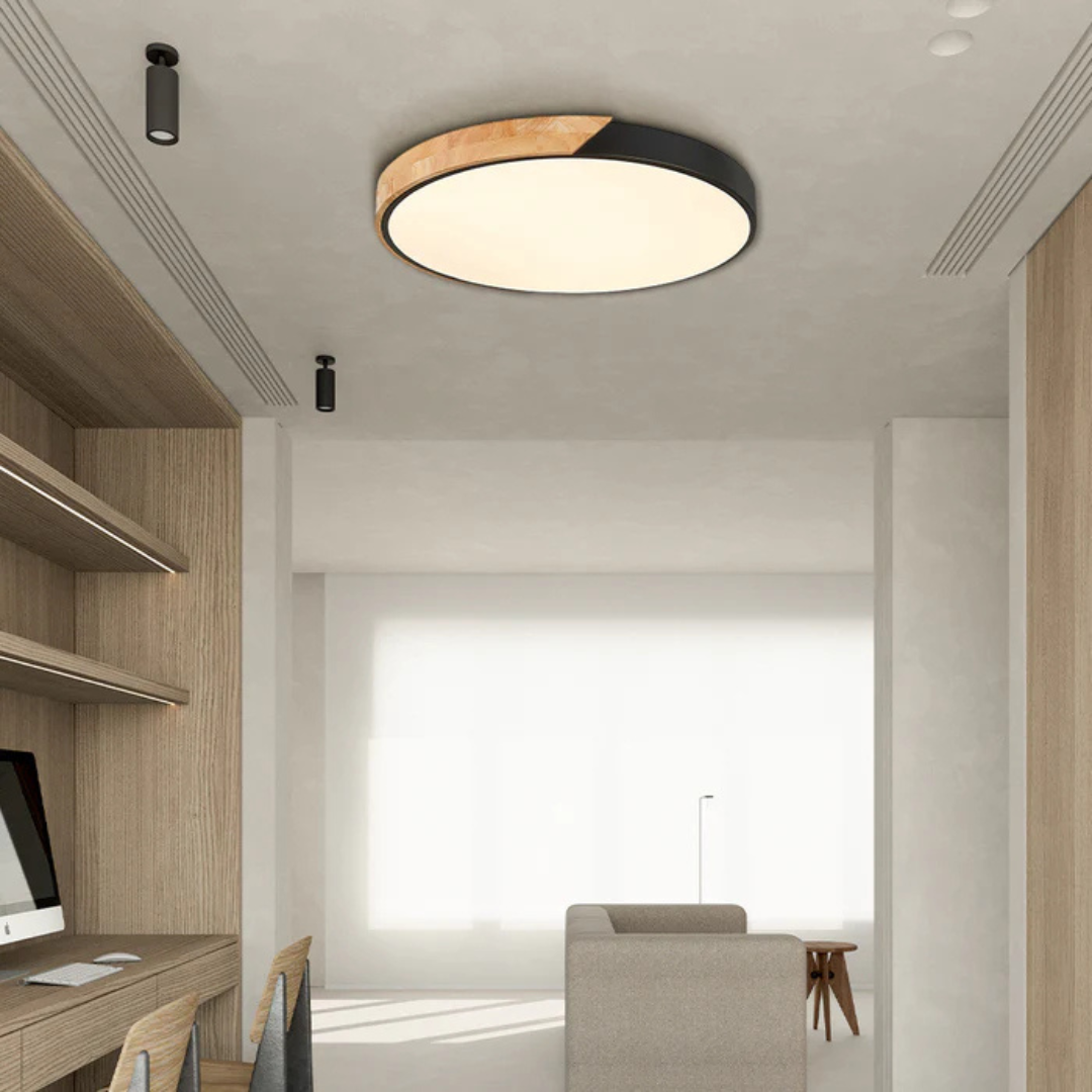 Plafón LED Nórdico de Madera, 6 Colores y 3 Tamaños Moderno