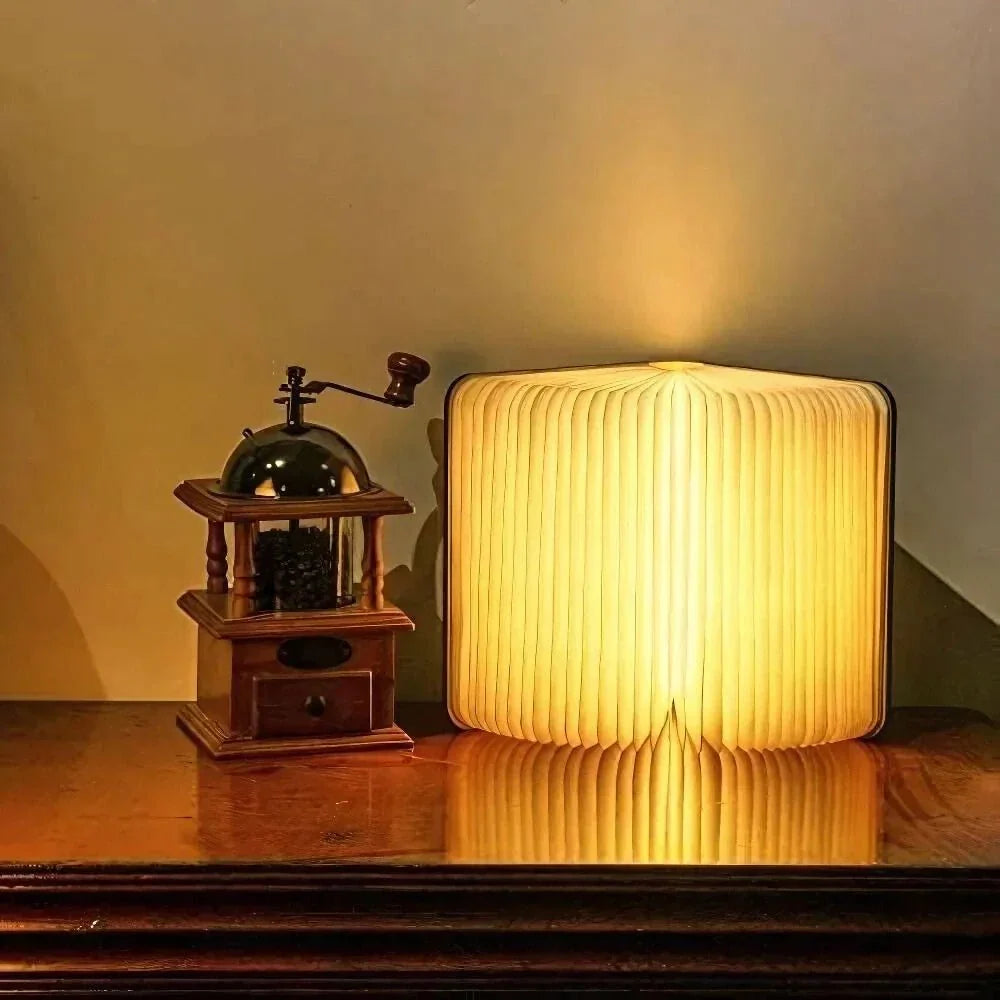 Lumibook Lámpara Libro Plegable 360° Recargable de Madera