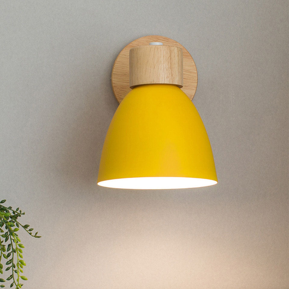 Aplique de Pared Macaron de Madera y Hierro con Cordón