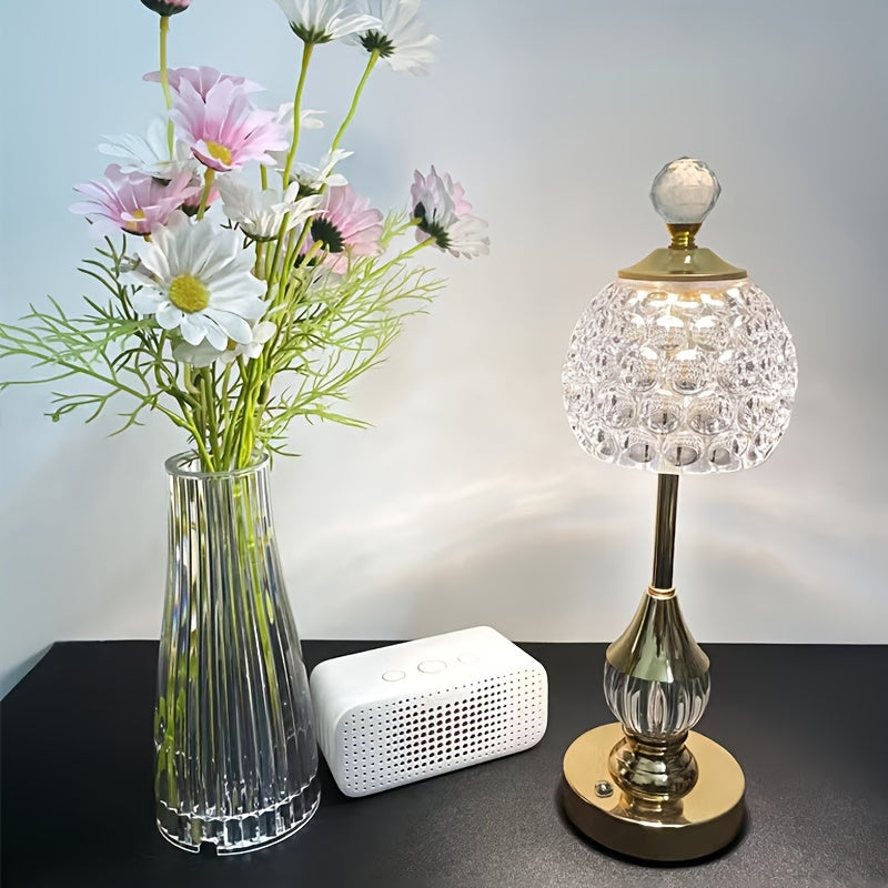 Lámpara de Mesa Crystal Touch LED Recargable Táctil Art Decó