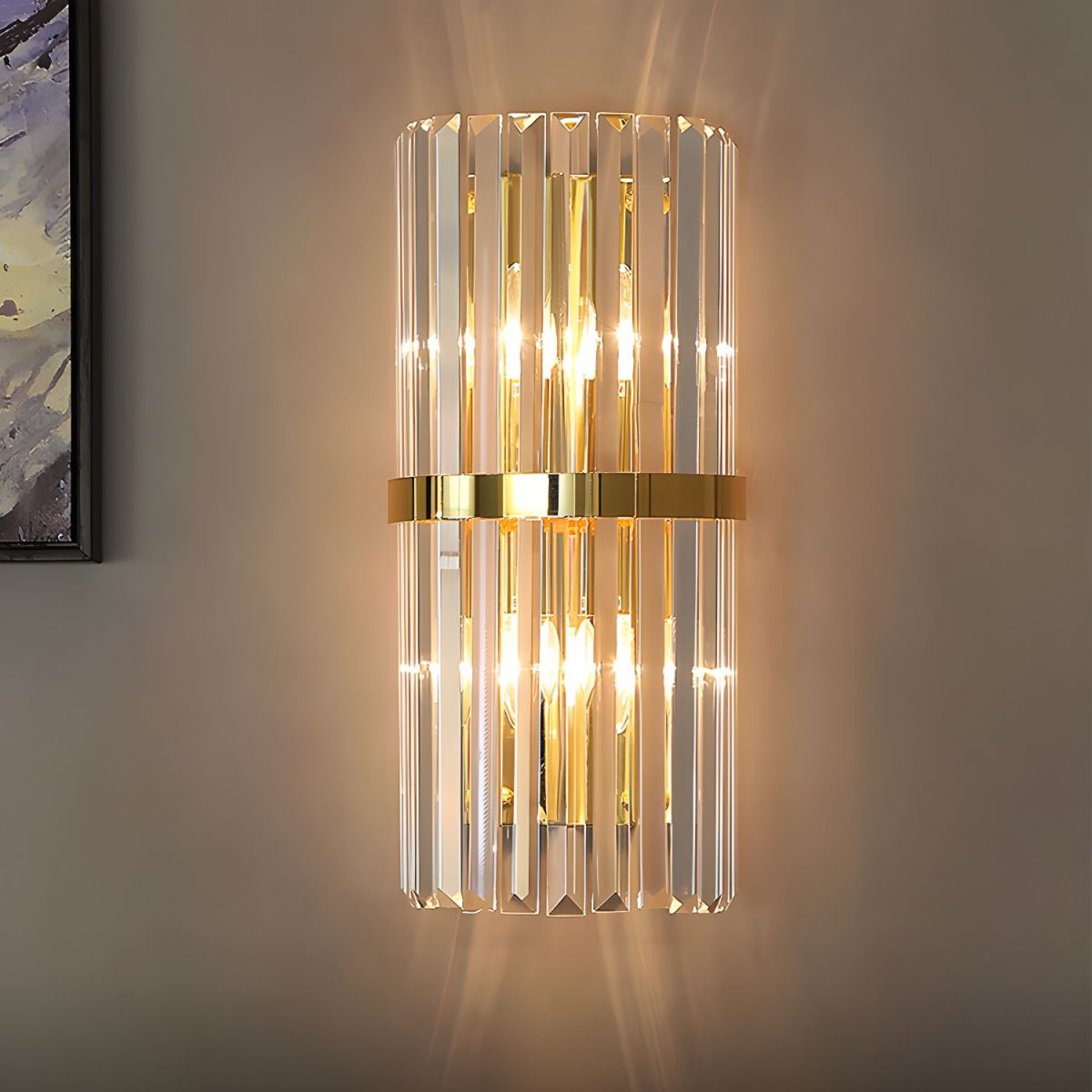 Aplique de Pared de Cristal y Acero Inoxidable de Lujo G9