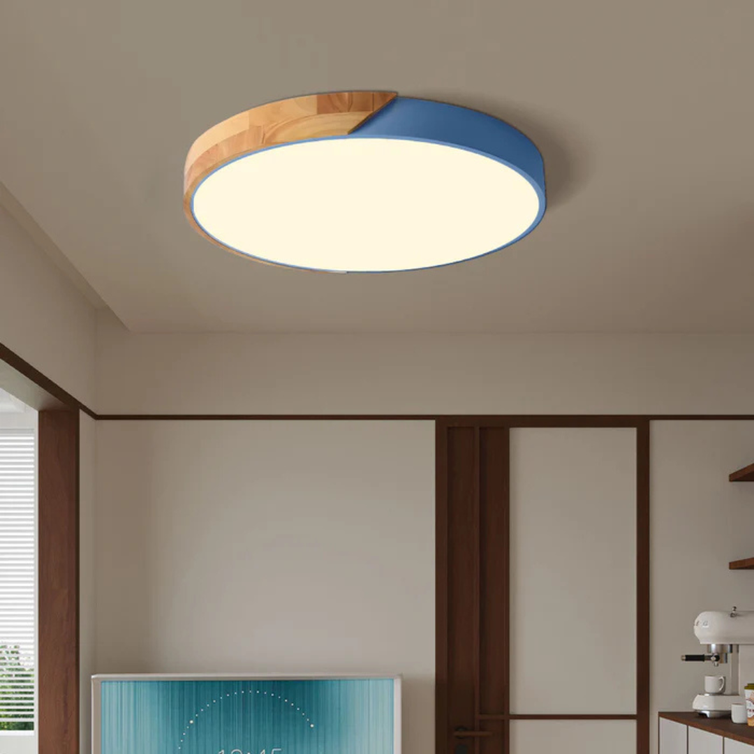 Plafón LED Nórdico de Madera, 6 Colores y 3 Tamaños Moderno