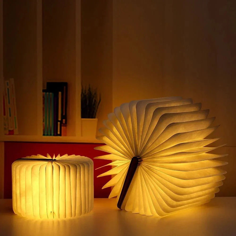 Lumibook Lámpara Libro Plegable 360° Recargable de Madera