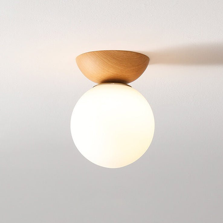 Lámpara de Techo Estilo Japonés de Madera y Vidrio Mate