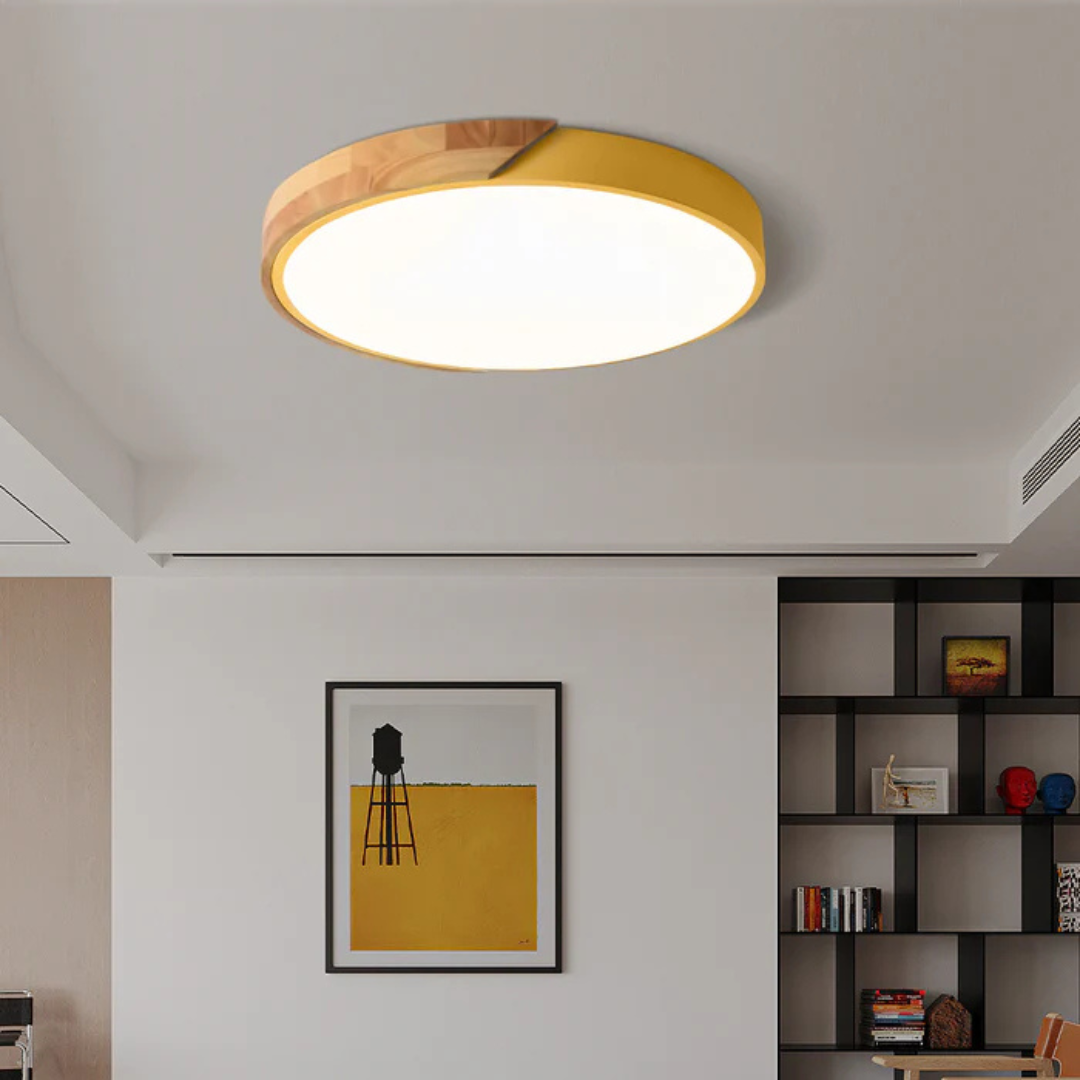 Plafón LED Nórdico de Madera, 6 Colores y 3 Tamaños Moderno