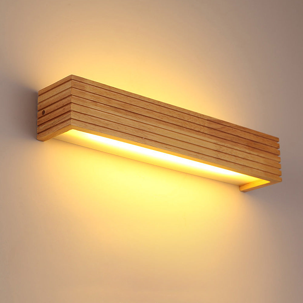 Aplique de Pared LED de Madera Minimalista para Dormitorio