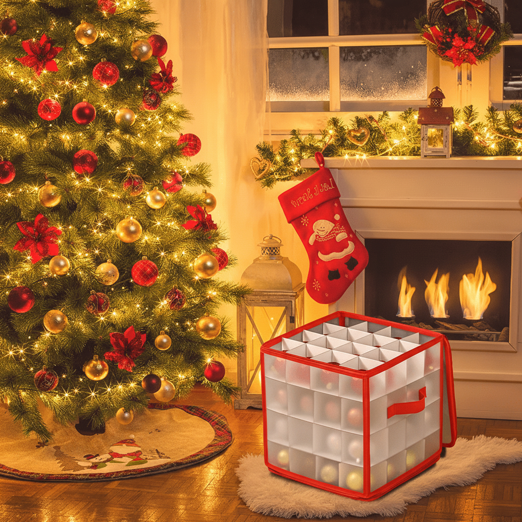 Caja Transparente para Guardar Adornos de Navidad Ordenados