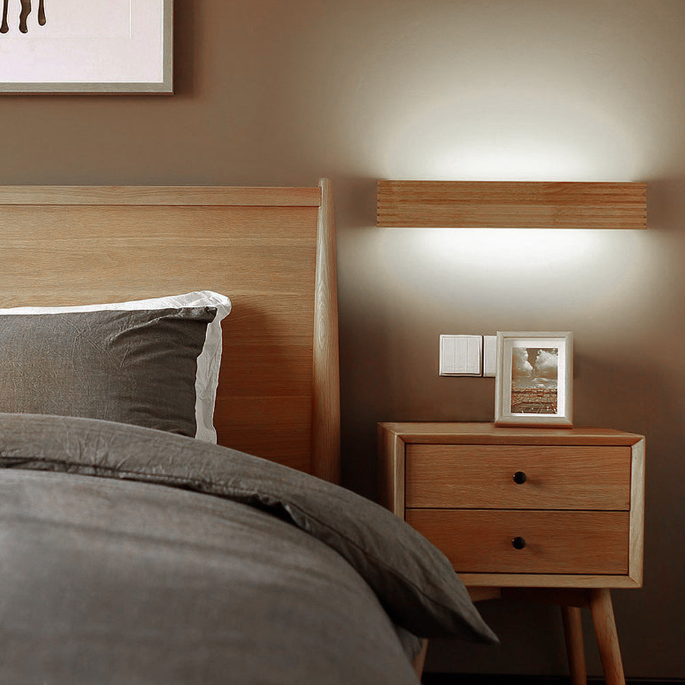 Aplique de Pared LED de Madera Minimalista para Dormitorio