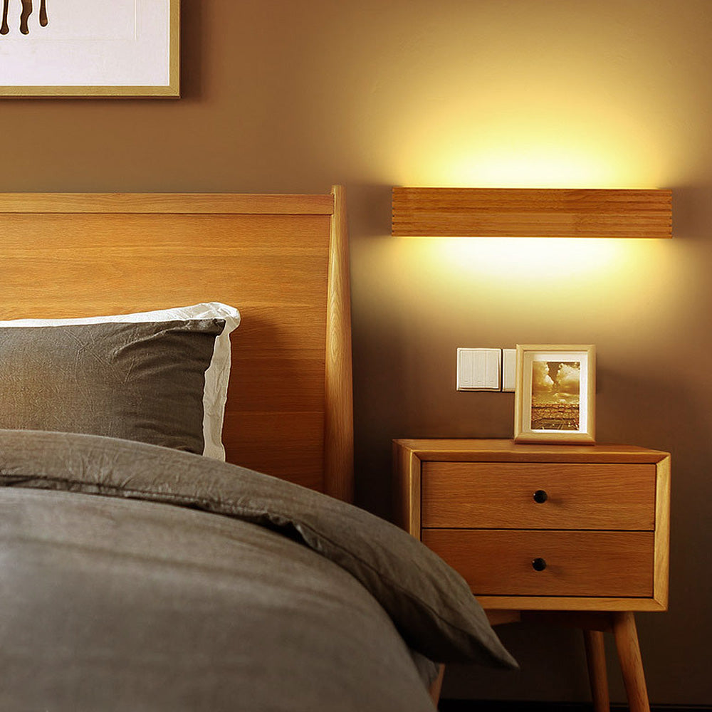 Aplique de Pared LED de Madera Minimalista para Dormitorio