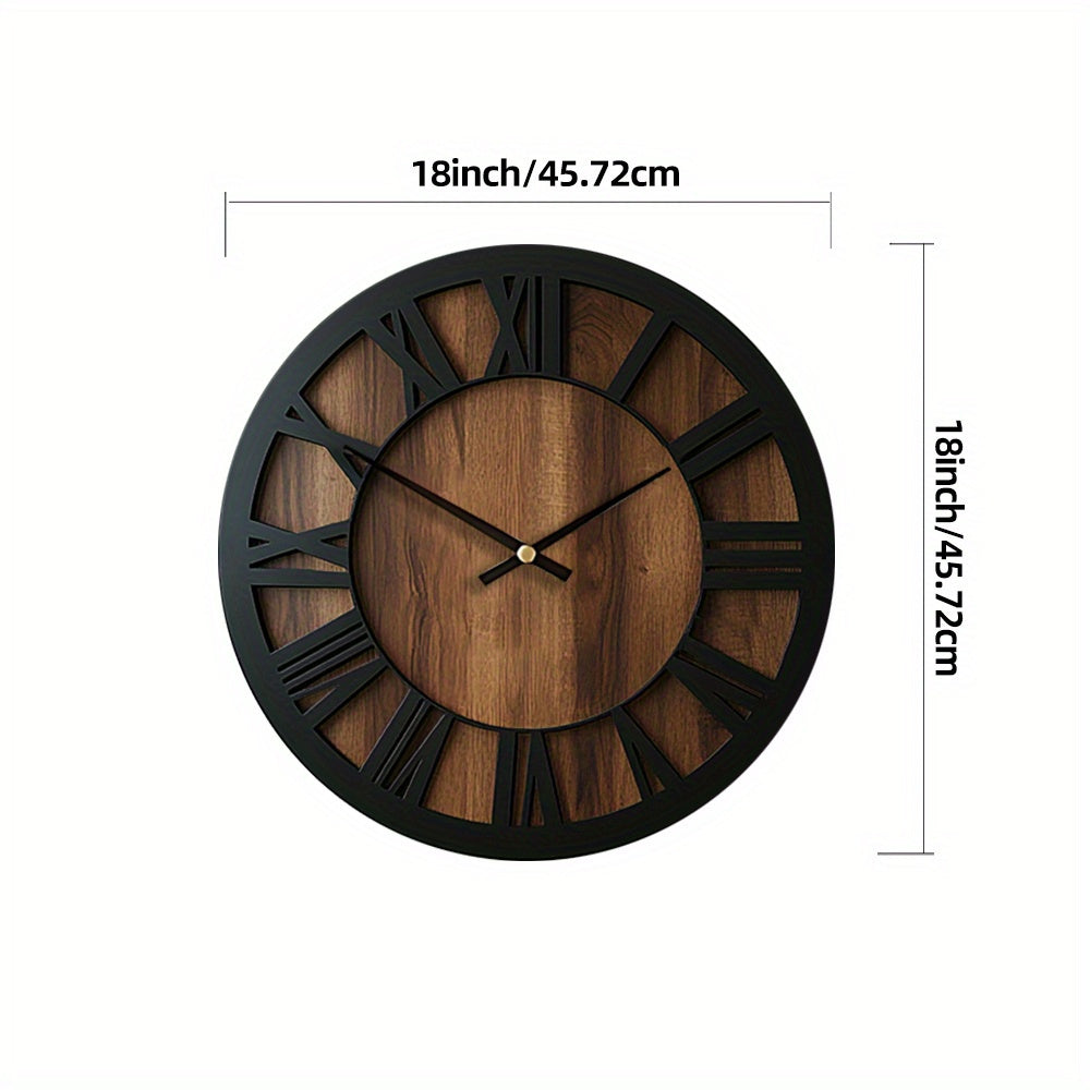 Reloj de Pared Vintage de Madera con Números Romanos