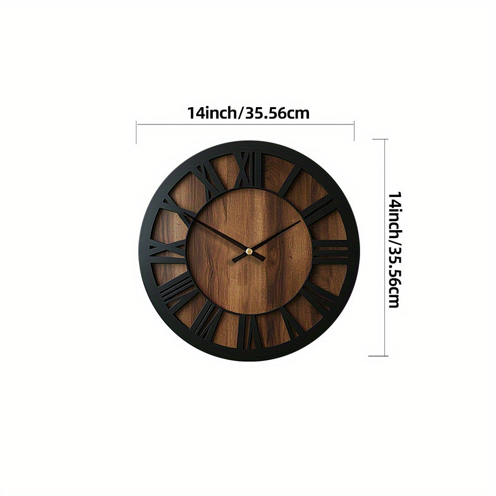 Reloj de Pared Vintage de Madera con Números Romanos