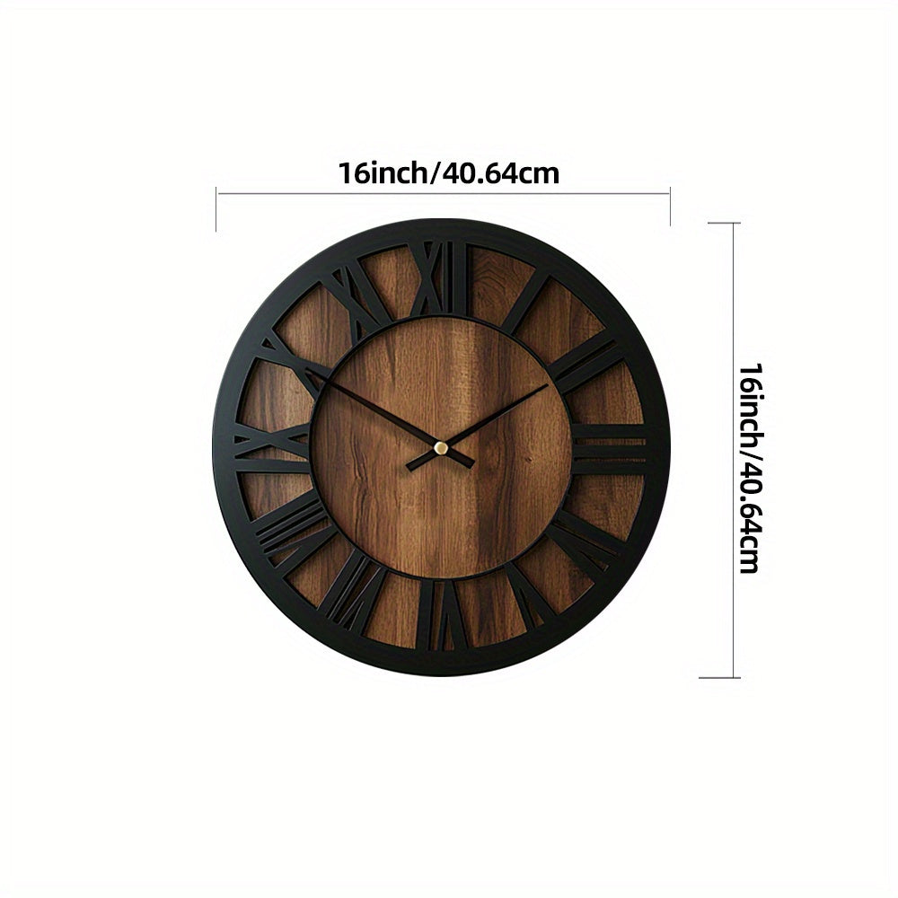Reloj de Pared Vintage de Madera con Números Romanos