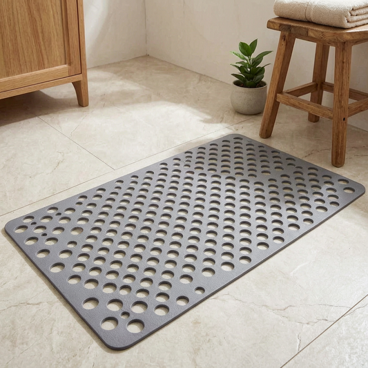 Alfombrilla de ducha con ventosas en un baño moderno