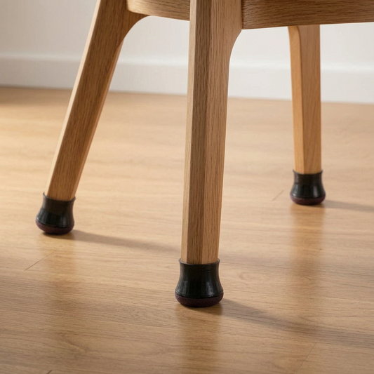 Protectores de silicona en las patas de una silla