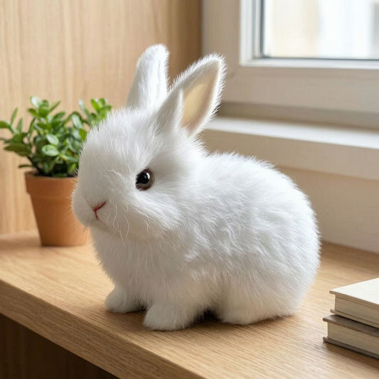 Figura decorativa de conejo en una estantería