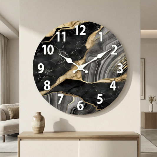 Reloj de pared MarbellaTime con textura de mármol