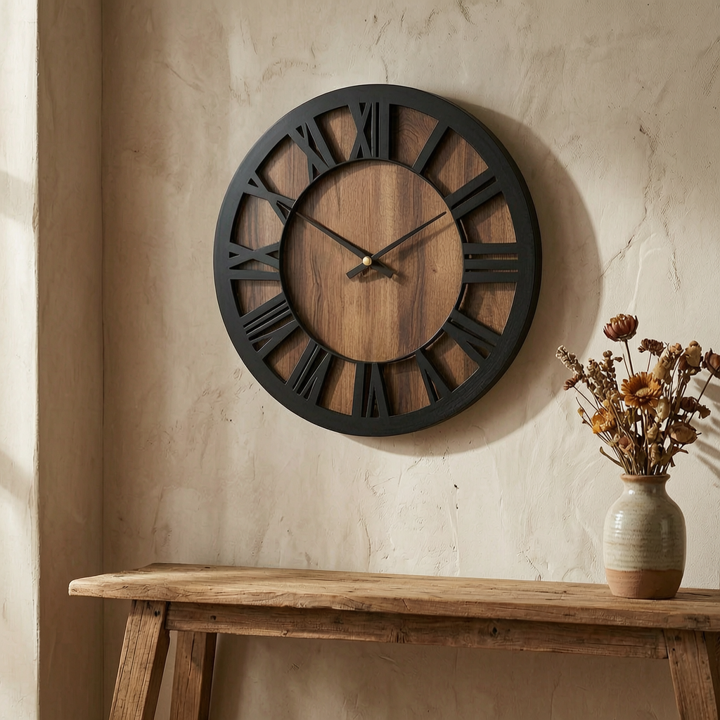 Reloj de pared vintage con números romanos