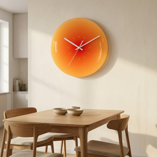 Reloj de pared de cristal Sunset en el comedor