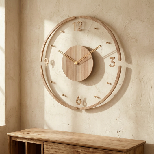 Reloj de pared analógico vintage en el salón