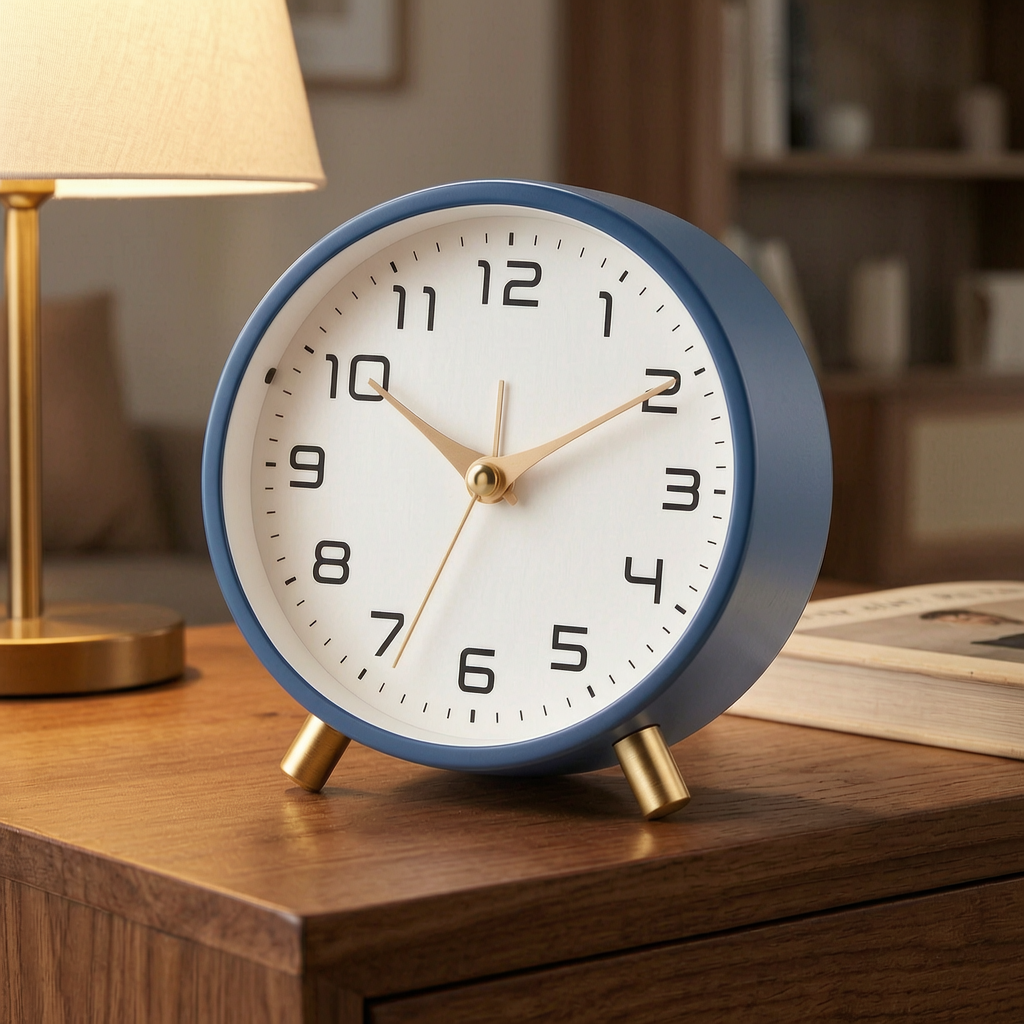 Reloj de mesa elegante sobre un escritorio