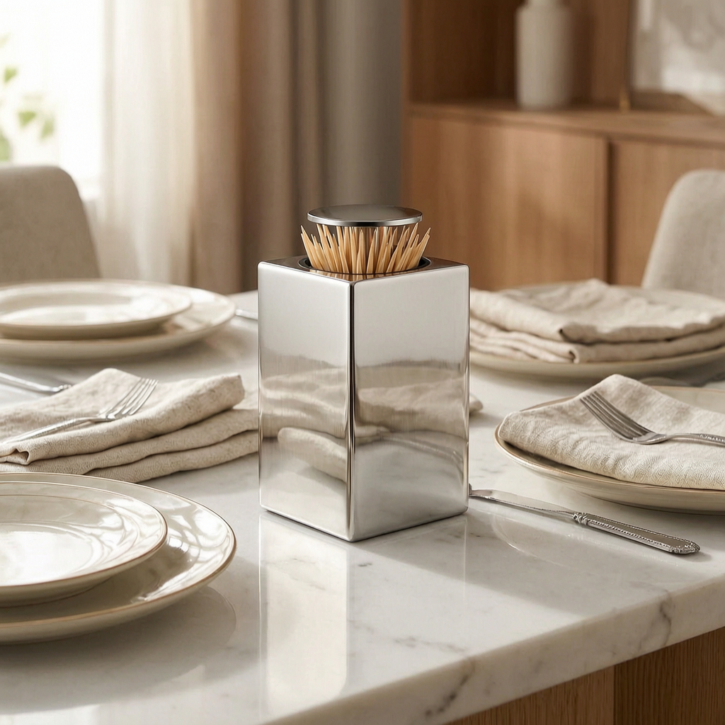 Dispensador automático de palillos en la mesa del comedor