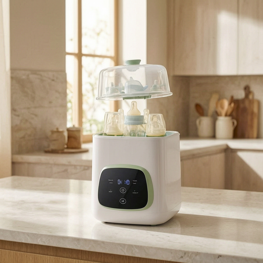 Lavabiberones eléctrico de encimera en una cocina luminosa