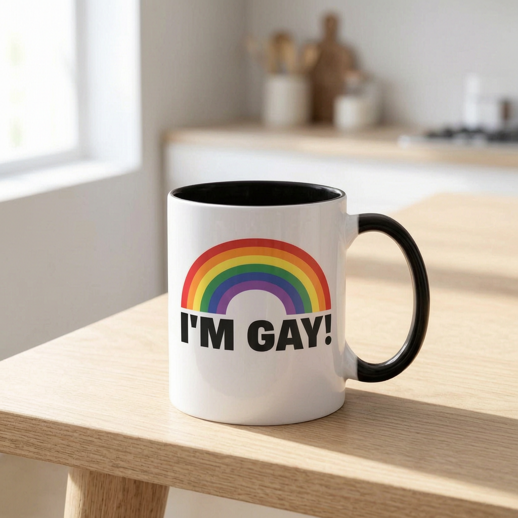 Taza que cambia de color con el calor en una mesa de desayuno