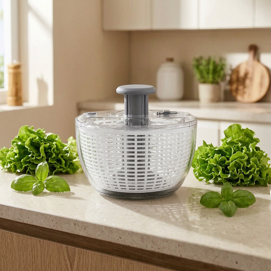 Centrifugadora para ensaladas en una cocina luminosa