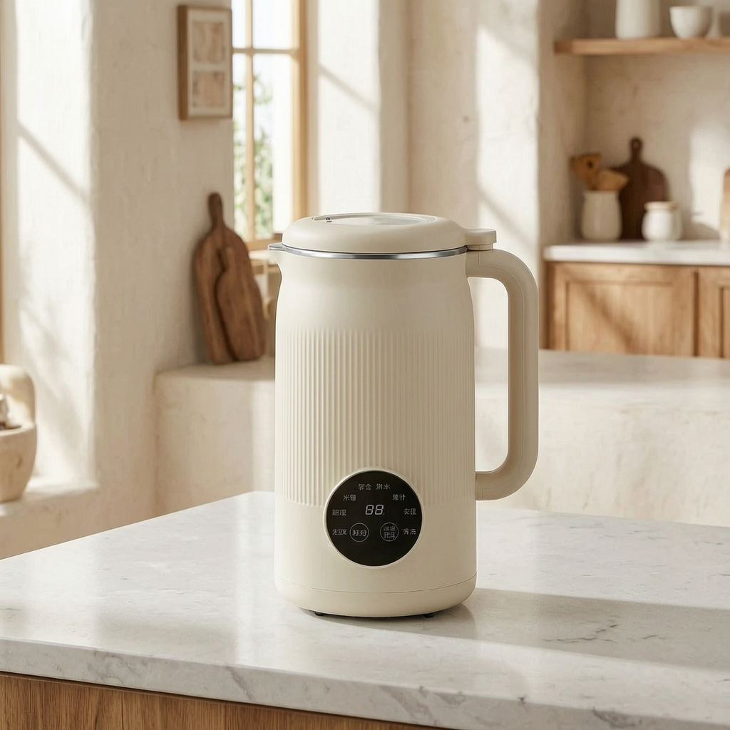 Máquina multifunción para leche vegetal en una cocina luminosa