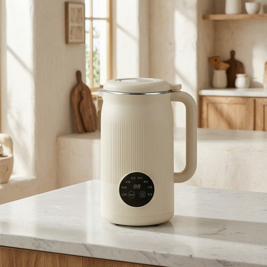 Máquina multifunción para leche vegetal en una cocina luminosa