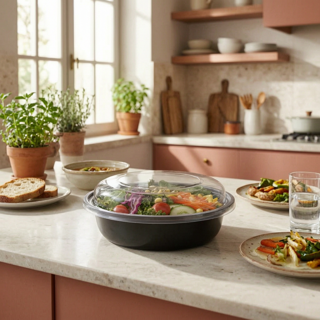 Recipientes para alimentos en una cocina luminosa