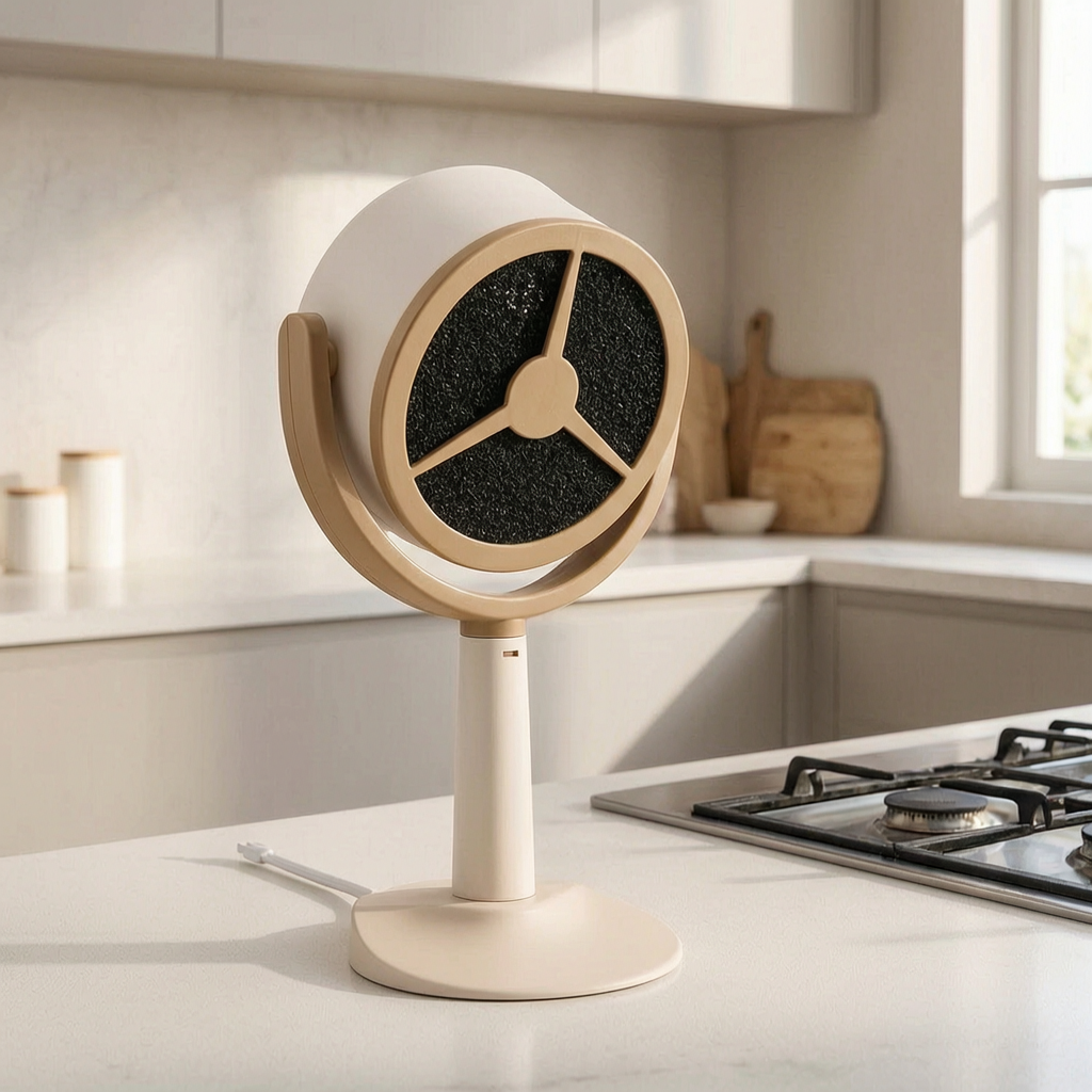 Campana extractora portátil en una cocina luminosa